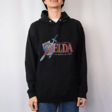 画像2: ZELDA "OCARINA OF TIME" USA製 ゲームプリントスウェットフーディー BLACK (2)