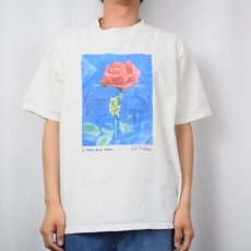 画像2: 90's Will Bullas "a rose is a rose..." アートプリントTシャツ XL (2)