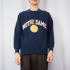 画像2: 90's Champion USA製 "NOTRE DAME" プリントスウェット NAVY M (2)