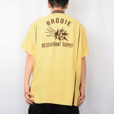 画像4: 60's NAT NAST "BRODIE RESTAURANT SUPPLY" フロッキープリント レーヨンボーリングシャツ (4)