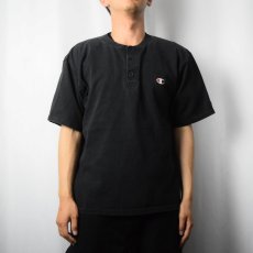 画像2: 90's Champion ヘンリーネックTシャツ BLACK M (2)