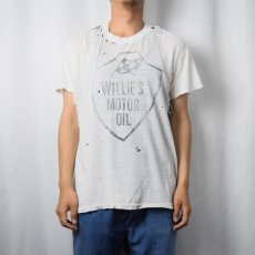 画像2: 80〜90's USA製 "WILLIE'S MOTOR OIL" プリントTシャツ L (2)