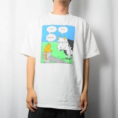 画像2: 90's John Baynham USA製 "mew. whatever. moo." シュールイラストプリントTシャツ XL (2)