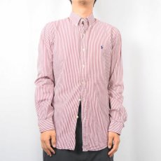 画像2: Ralph Lauren "SLIM FIT" ストライプ柄 コットンボタンダウンシャツ M (2)