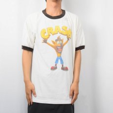 画像2: CRASH BANDICOOT ゲームキャラクタープリント リンガーTシャツ L (2)