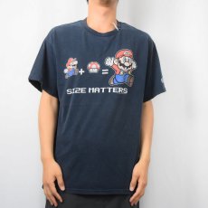 画像2: 2006 Nintendo スーパーマリオ ゲームキャラクタープリントTシャツ NAVY (2)