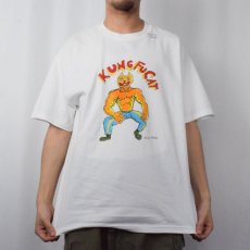 画像3: 【お客様お支払処理中】〜2000's Daniel Johnston  "KUNG FU CAT" アートプリントTシャツ L (3)