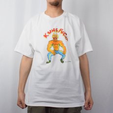 画像3: 【お客様お支払処理中】〜2000's Daniel Johnston  "KUNG FU CAT" アートプリントTシャツ L (3)