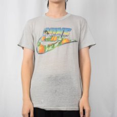 画像2: 80's NIKE USA製 紺タグ ロゴプリントTシャツ M (2)