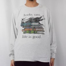 画像2: Edward Gorey "books.cats." 本×ねこプリントロンT XL (2)