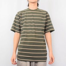 画像2: 90〜2000's puritan マルチボーダー柄 ポケットTシャツ S (2)