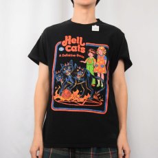 画像2: Steven Rhodes "Hell cats" イラストプリントTシャツ BLACK M (2)