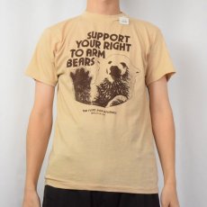 画像2: 80's USA製 "SUPPORT YOUR RIGHT TO ARM BEARS" クマプリントTシャツ M (2)