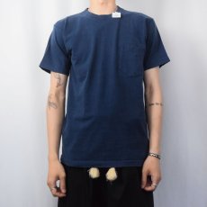 画像2: 70's JCPenney 無地 ポケットTシャツ NAVY L (2)