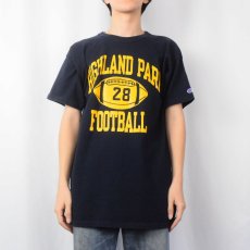 画像3: 90's Champion USA製 "HIGHLAND PARK FOOTBALL" プリントTシャツ NAVY XL (3)