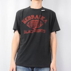 画像2: 80's USA製 "NEBRASKA BLACK SHIRTS" プリントTシャツ L (2)