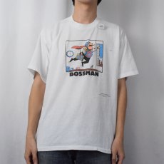 画像2: 80〜90's SHOE BOX USA製 "BOSSMAN" シュールイラストプリントTシャツ XL (2)