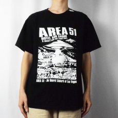 画像2: AREA51 "HOTEL AND CASINO" エイリアンイラストプリントTシャツ L (2)