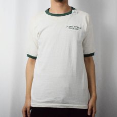 画像2: 60's Champion PRODUCTSタグ USA製 "MANHATTAN COLLEGE" プリントリンガーTシャツ L (2)