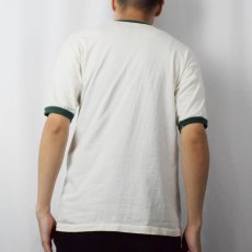 画像3: 60's Champion PRODUCTSタグ USA製 "MANHATTAN COLLEGE" プリントリンガーTシャツ L (3)