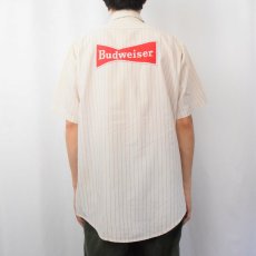 画像4: 70's RIVERSIDE USA製 "Budweiser" ストライプ柄 ロゴワッペン ワークシャツ SIZE16 1/2 (4)