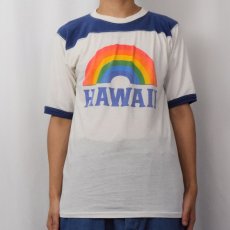 画像2: 70's USA製 "HAWAII" プリントフットボールTシャツ M (2)