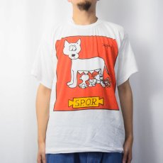 画像2: 90's S.P.Q.R. "Romulus and Remus" ローマの建国神話 シュールイラストプリントTシャツ XL (2)