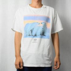 画像2: Wildlife Land Trust 環境保全団体 白クマ フォトプリントTシャツ L (2)