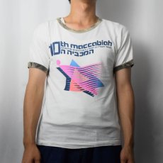 画像2: 70〜80's Champion トリコタグ USA製 "10th maccabiah" マカビア競技大会 プリントリンガーTシャツ M (2)