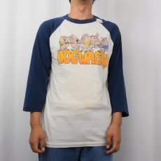 画像2: 80's "HOGWASH" ブタイラストプリントラグランTシャツ (2)