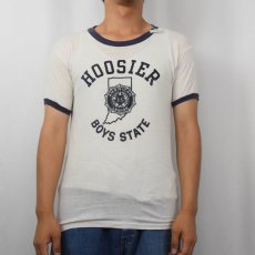 画像2: 80's USA製 "HOOSIER BOYS STATE" プリントリンガーTシャツ M (2)