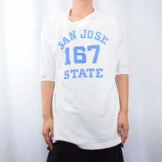 画像2: 60〜70's "SAN JOSE STATE" 染み込みプリント フットボールTシャツ (2)