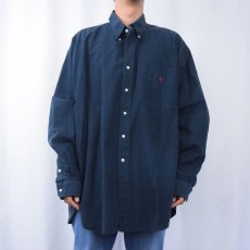 画像2: Ralph Lauren ロゴ刺繍 コットンボタンダウンシャツ NAVY XXL (2)