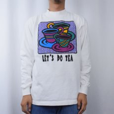 画像2: 90's USA製 "LET'S DO TEA" イラストプリントロンT L (2)