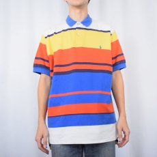 画像2: 90's POLO Ralph Lauren マルチボーダー柄 ポロシャツ L (2)