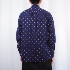 画像3: 60〜70's ARROW King Cotton USA製 紋章柄 コットンボタンダウンシャツ NAVY M (3)