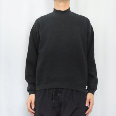 画像2: 90's RUSSELL ATHLETIC USA製 モックネック 無地スウェット BLACK L (2)