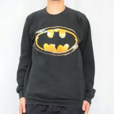 画像2: 80's DC COMICS BATMAN USA製 ロゴプリントラグランスウェット XL (2)