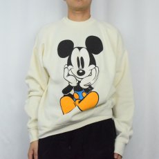 画像2: 90's MICKEY&CO. USA製 青パンミッキー キャラクタープリントスウェット XL (2)