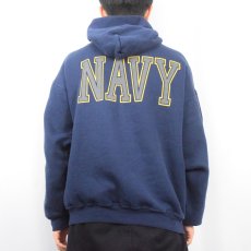 画像4: 90's SOFFE USA製 "U.S.NAVY" リフレクタープリントスウェットフーディー NAVY L (4)