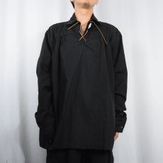 画像2: 〜80's SPORTKILT USA製 レースアップ コットン×ポリエステルシャツ BLACK 2XL (2)