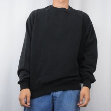 画像2: 90's JERZEES USA製 無地ラグランスウェット BLACK XL (2)