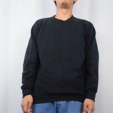 画像2: 90's FRUIT OF THE LOOM USA製 無地ラグランスウェット BLACK L (2)