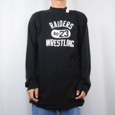 画像2: 70〜80's USA製 "RAIDERS WRESTLING" モックネック プリントロンT BLACK L (2)