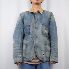 画像2: Ralph Lauren DENIM&SUPPLY チェック柄ライナー デニムカバーオール L (2)