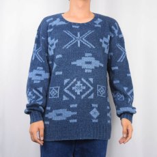 画像2: POLO Ralph Lauren "HAND KNIT" ネイティブ柄 コットンニットセーター L (2)