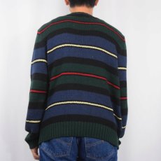 画像3: POLO Ralph Lauren マルチボーダー柄 コットンニットセーター L (3)