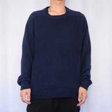 画像2: 90's LANDS'END USA製 コットンニットセーター NAVY M (2)