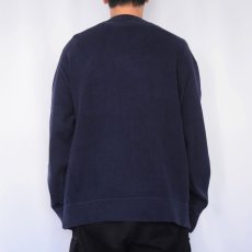 画像3: POLO Ralph Lauren REVERSE WEAVE TYPE ロゴ刺繍 前V リブ編みスウェット NAVY (3)