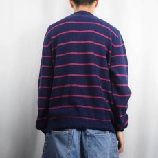 画像3: 90's LANDS'END USA製 ボーダー柄 ヘンリネック コットンニットセーター L (3)